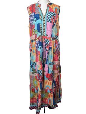Lulalife Women's Maxi Floral Dress Multicolor Boho Resort Tropical Beach